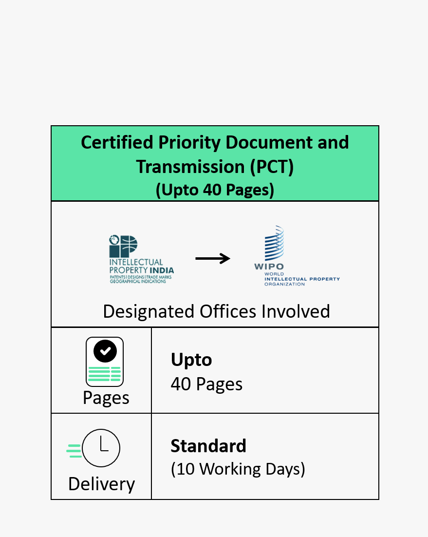 Certified Priority Document and Transmission (PCT) Upto 40 Pages