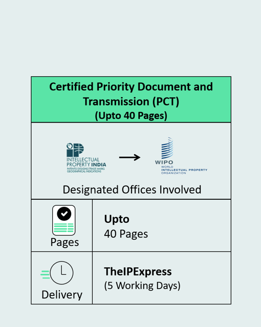 Certified Priority Document and Transmission (PCT) Upto 40 Pages