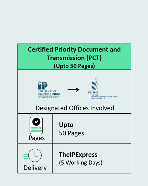 Certified Priority Document and Transmission (PCT) Upto 50 Pages