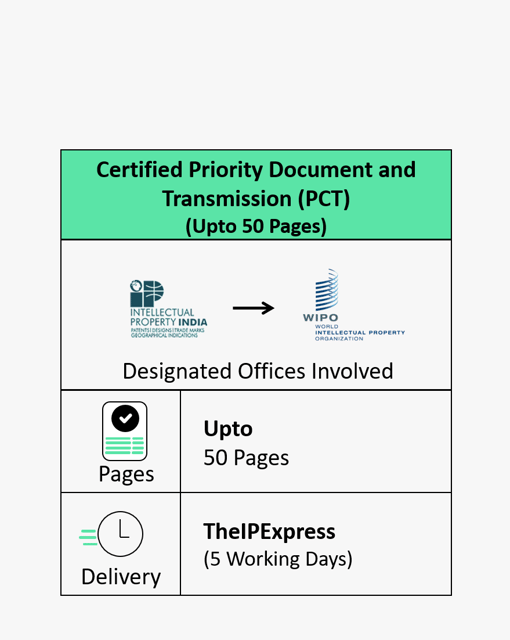 Certified Priority Document and Transmission (PCT) Upto 50 Pages